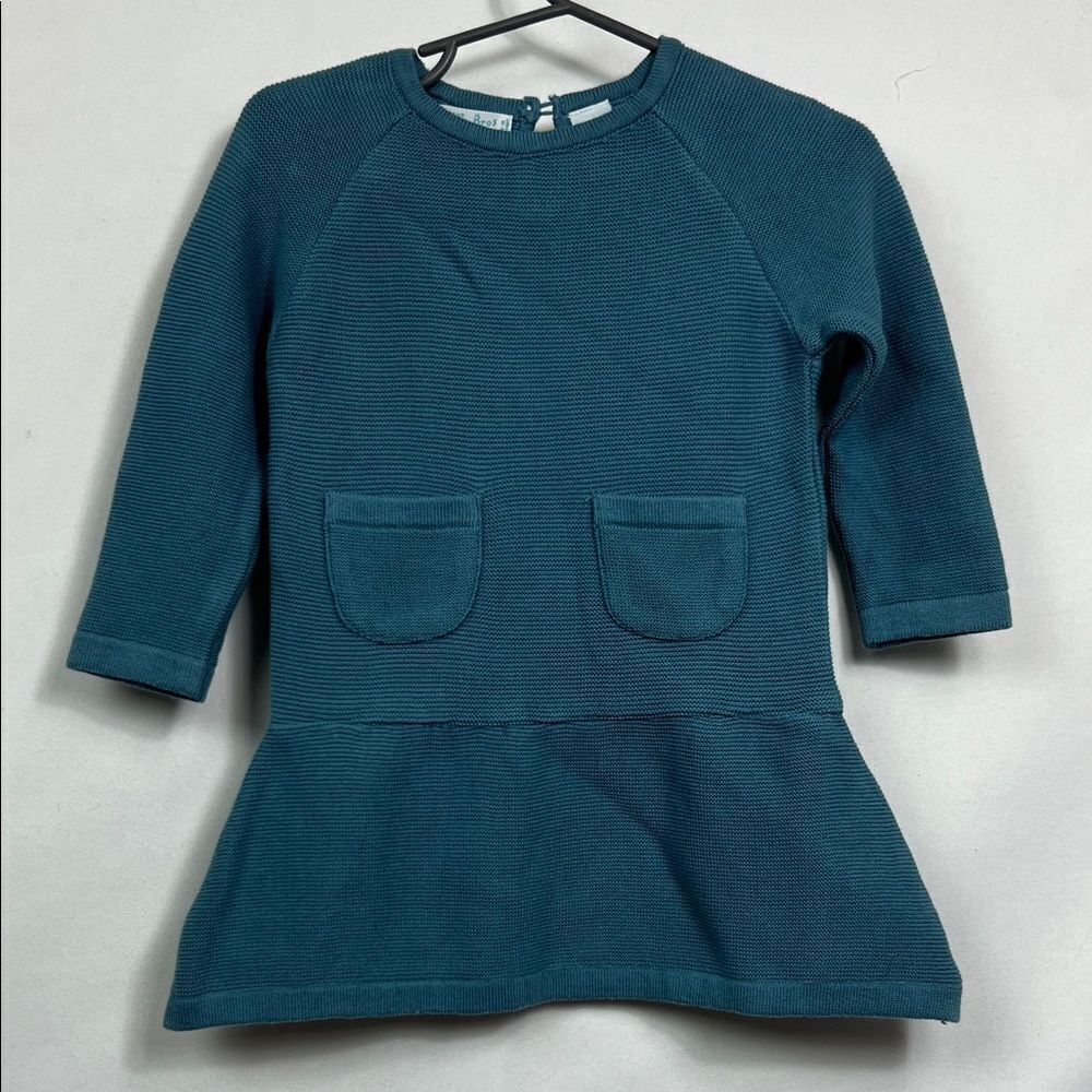 Feltman Brothers blue drop waisted dress waffle knit long sleeve. EUC size 12m